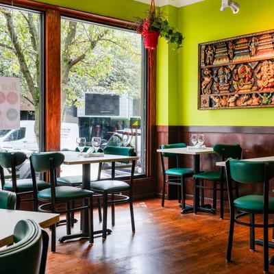 Interior, seating area.