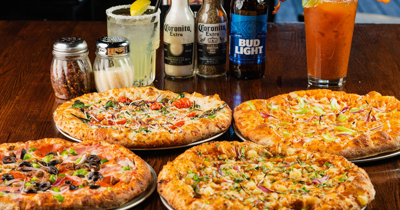 Different types of pizza served