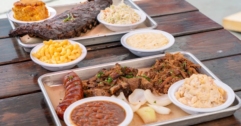Combo plate, choice of three meats with sides
