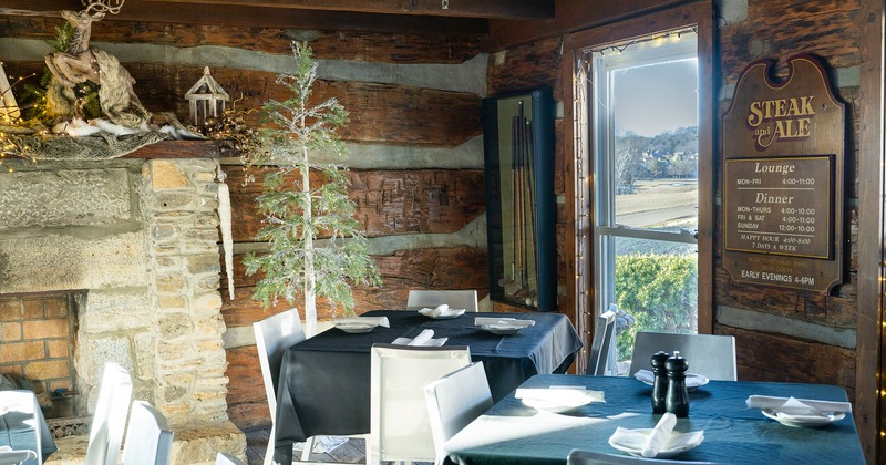 Cozy interior dining area with set tables