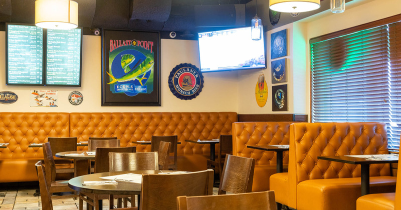 Interior, tables ready for guests