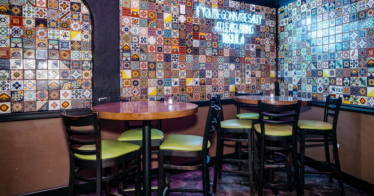 Interior, bar tables and stools