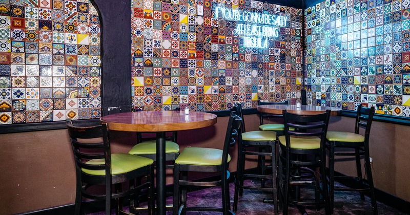 Interior, bar tables and stools
