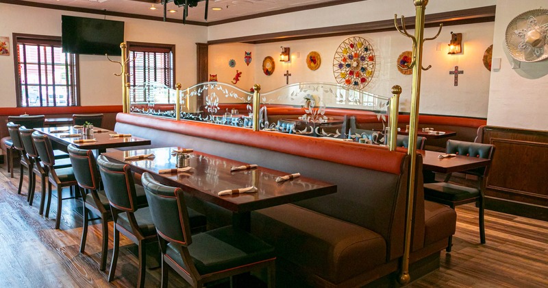 Interior dining area, tables ready for guests