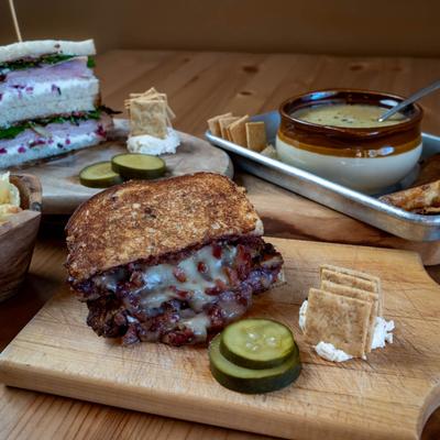 Grilled Reuben sandwich.