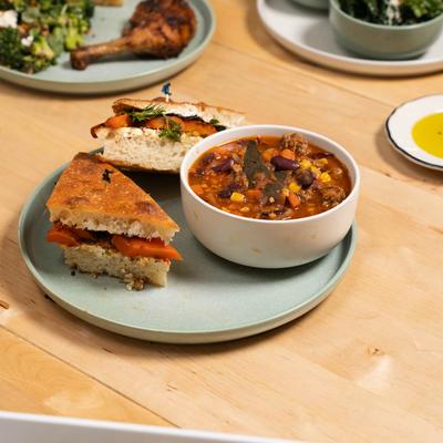 Served meals on the table.