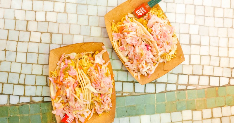 Chicken tacos, top view