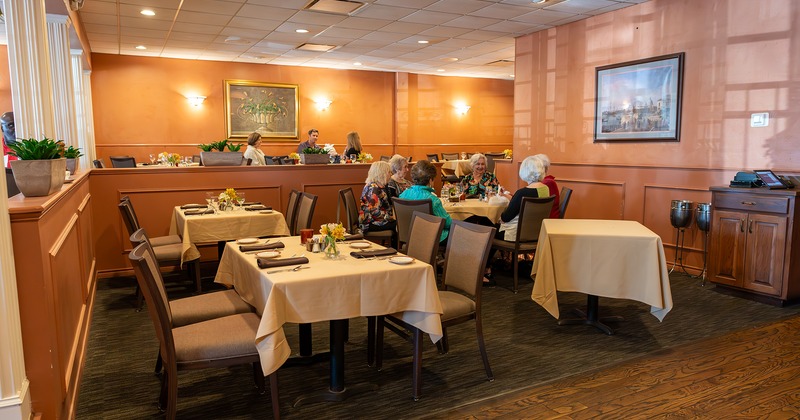 Restaurant interior, cozy dining area