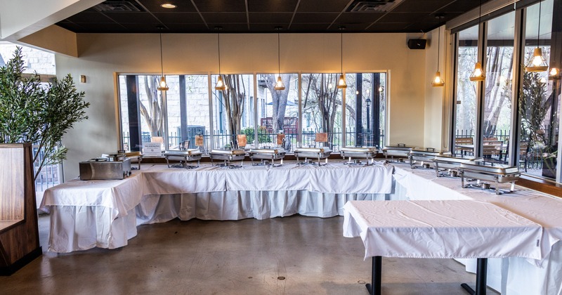 Interior, catering tables