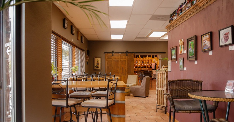 Interior, tables, chairs, upholstered chairs, windows