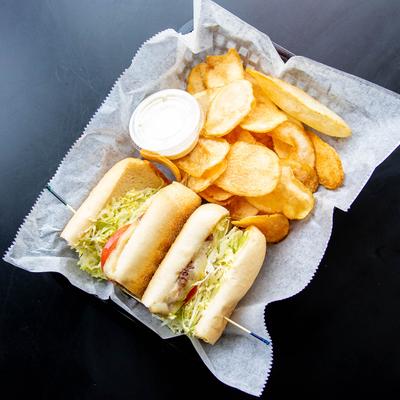 Steak and cheese sandwich.