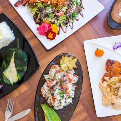 Various meals, top view.