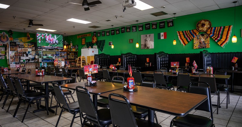 Interior, tables ready for guests