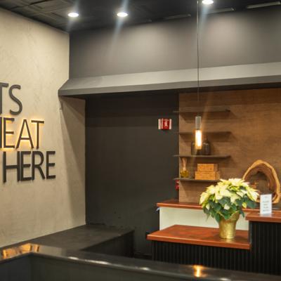 Interior, seating area.