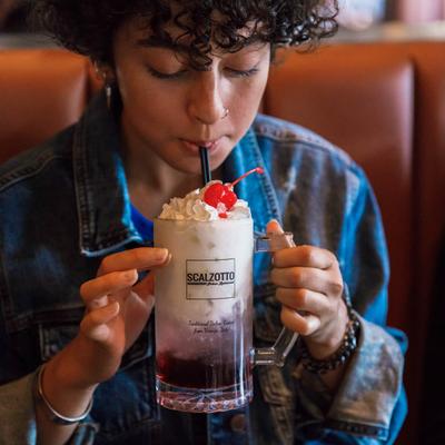 Customer having an Italian Soda.