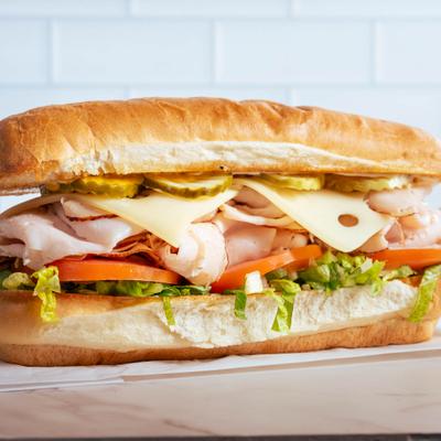 Served turkey sandwich.