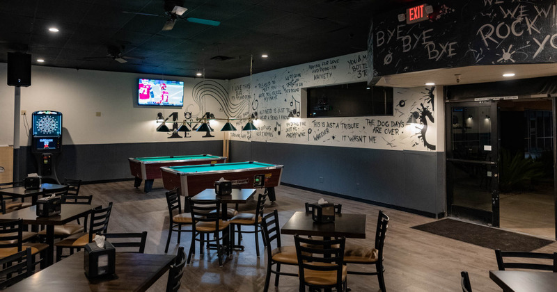 Interior, guest tables, chairs and  pool tables