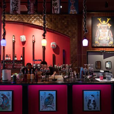 Interior, a bar with traditional decor.