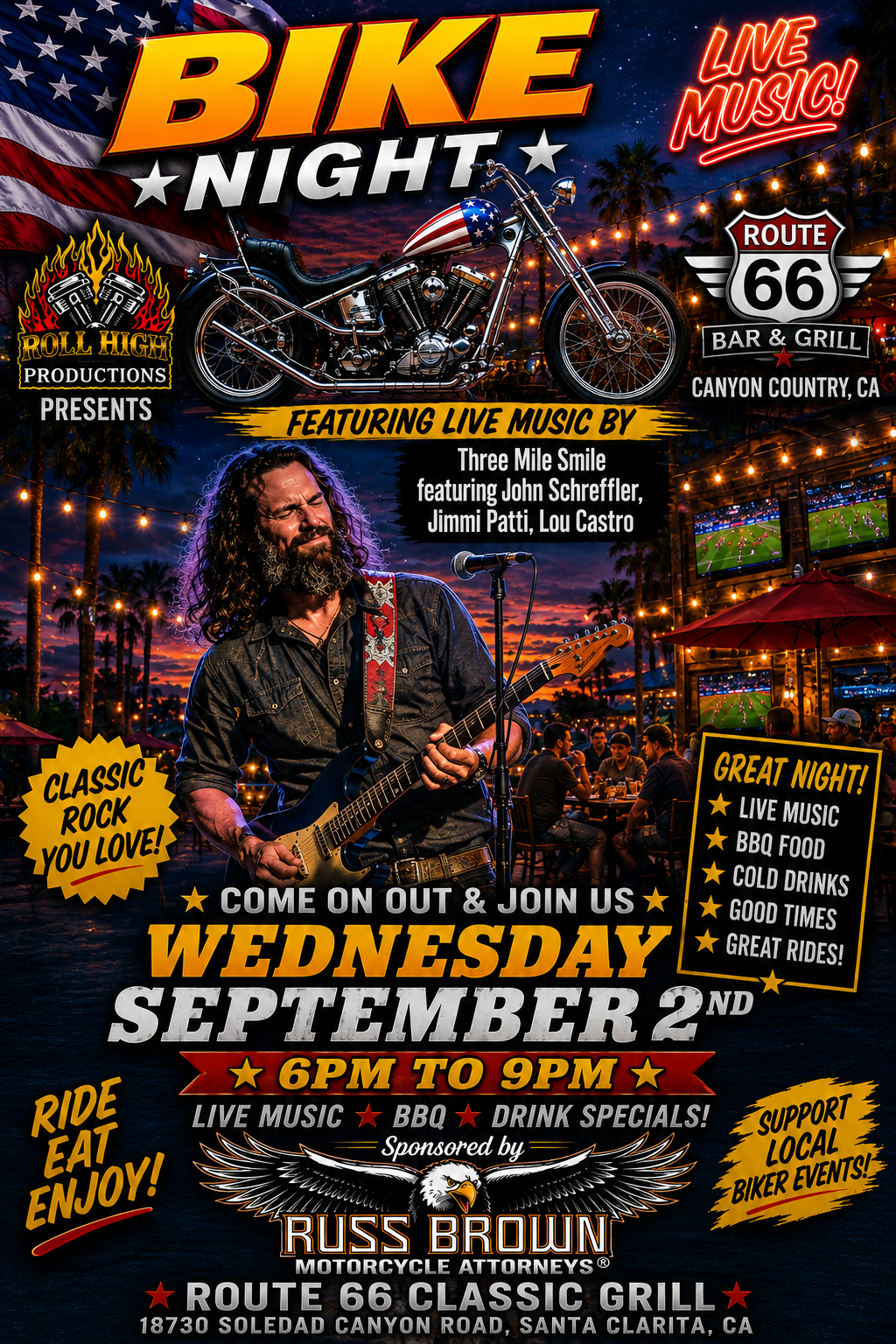 live music bike night tonight Wednesday Sept 2nd