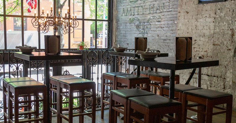 Interior, tables ready for guests