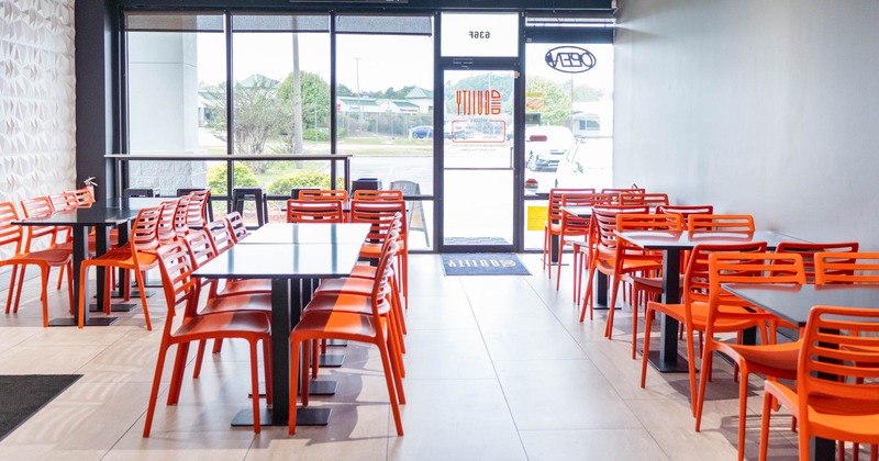 Interior, tables set