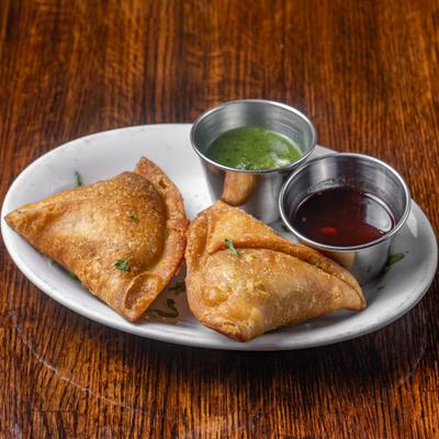 Samosas and dip.