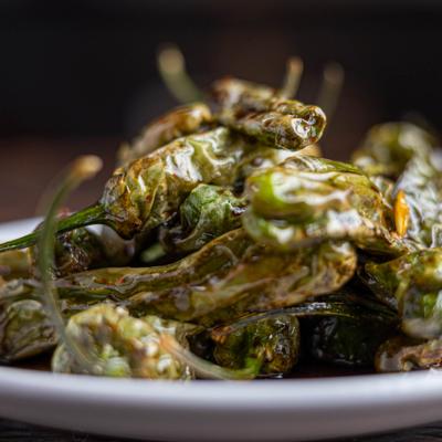 Fire Shishito Peppers, close-up.