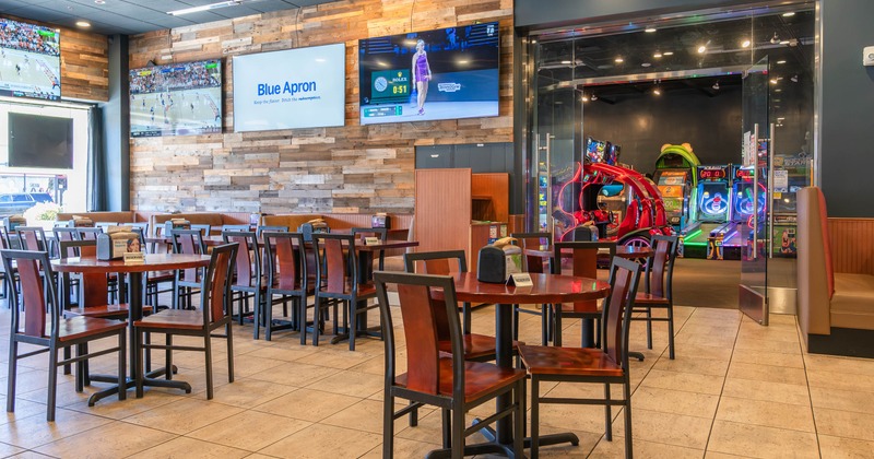 Interior, tables and chairs