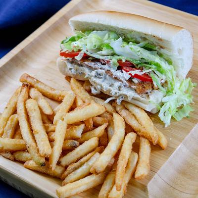 Grilled Mahi - Mahi sub and fries.