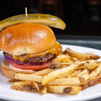 Cheeseburger and fries.