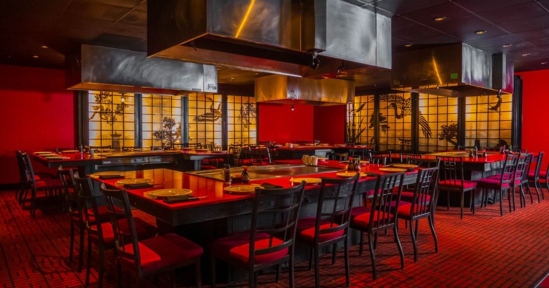 Interior, teppanyaki tables and chairs