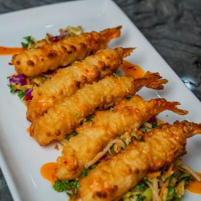 Shrimp Tempura, top view.