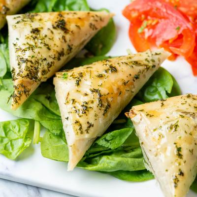Four pieces of spanakopita