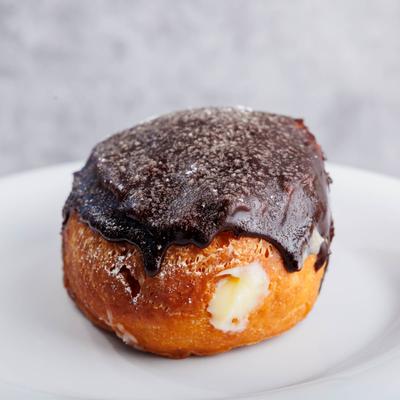 Boston creme filled donut.