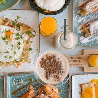 Assorted dishes and drinks from The Brunch District.