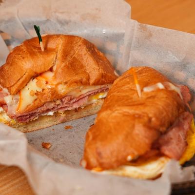Turkey bacon croissant sandwich.