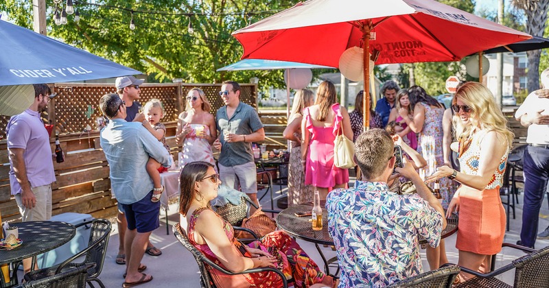 Patio full of guests