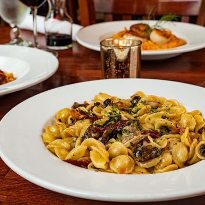 Pasta with fish and mixed vegetables