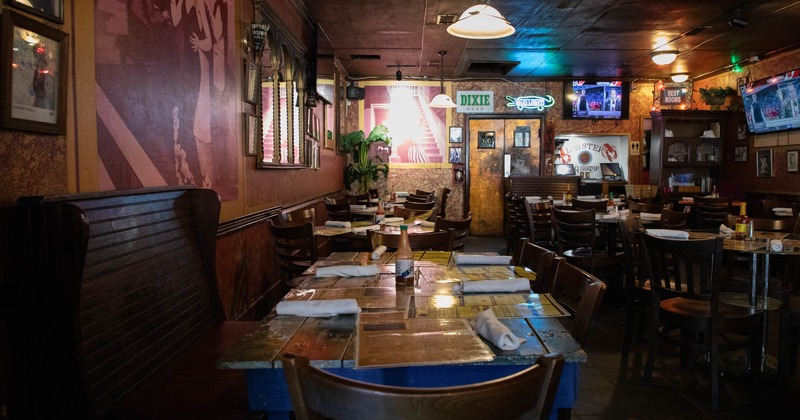 Interior, tables ready in the dining area