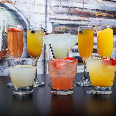 Various drinks on display.