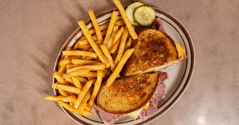 Reuben sandwich, top view