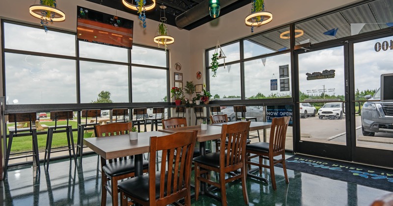 Interior, seating area near the windows
