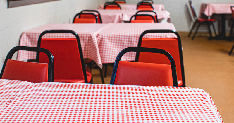 Interior, tables ready for guests