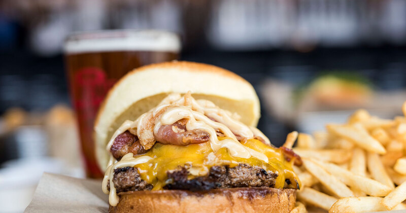 Bacon cheeseburger closeup