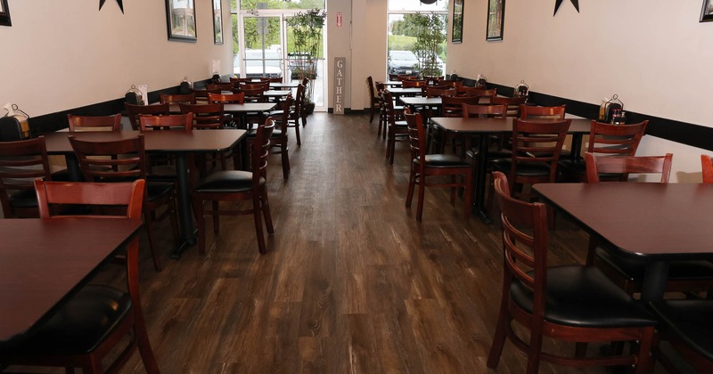 Interior, seating place with tables and chairs