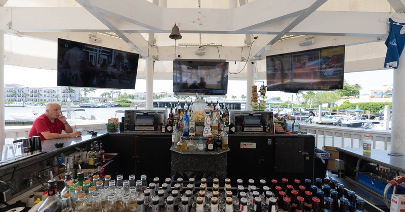 Inside the waterfront bar
