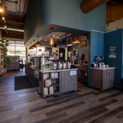 The serving counter and the register.