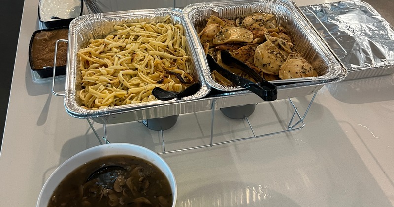 Seasoned fries topped with barbecue sauce