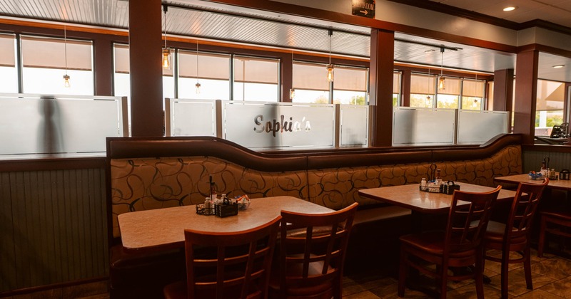 Interior, tables ready for guests
