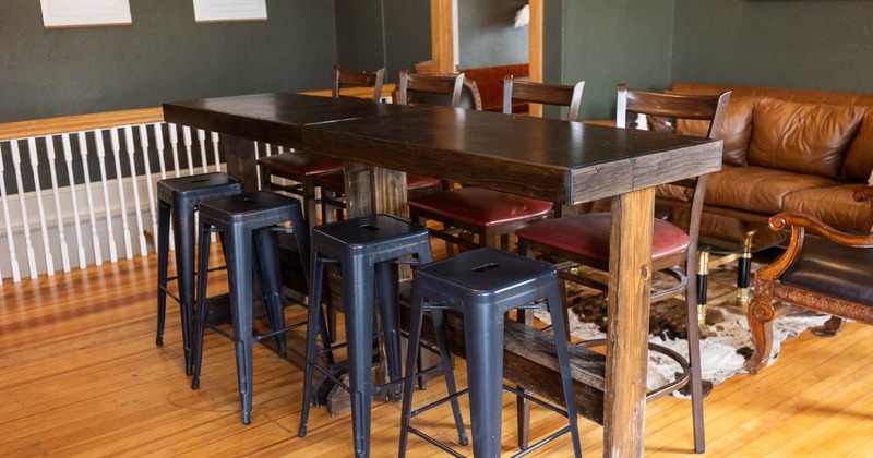 Interior, bar table and stools